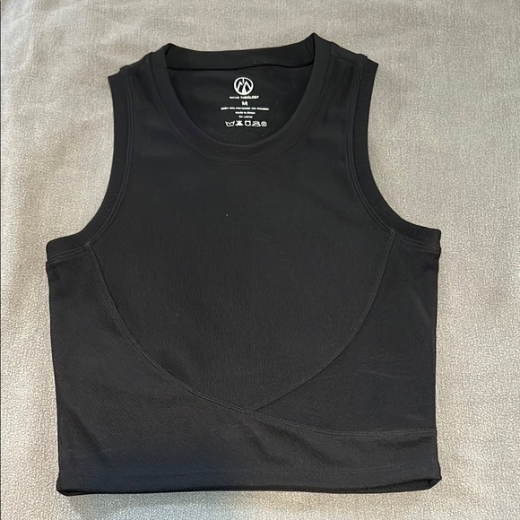 Move Theology Tops - Women's Move Theology Crossover Ribbed Black Tank Top
